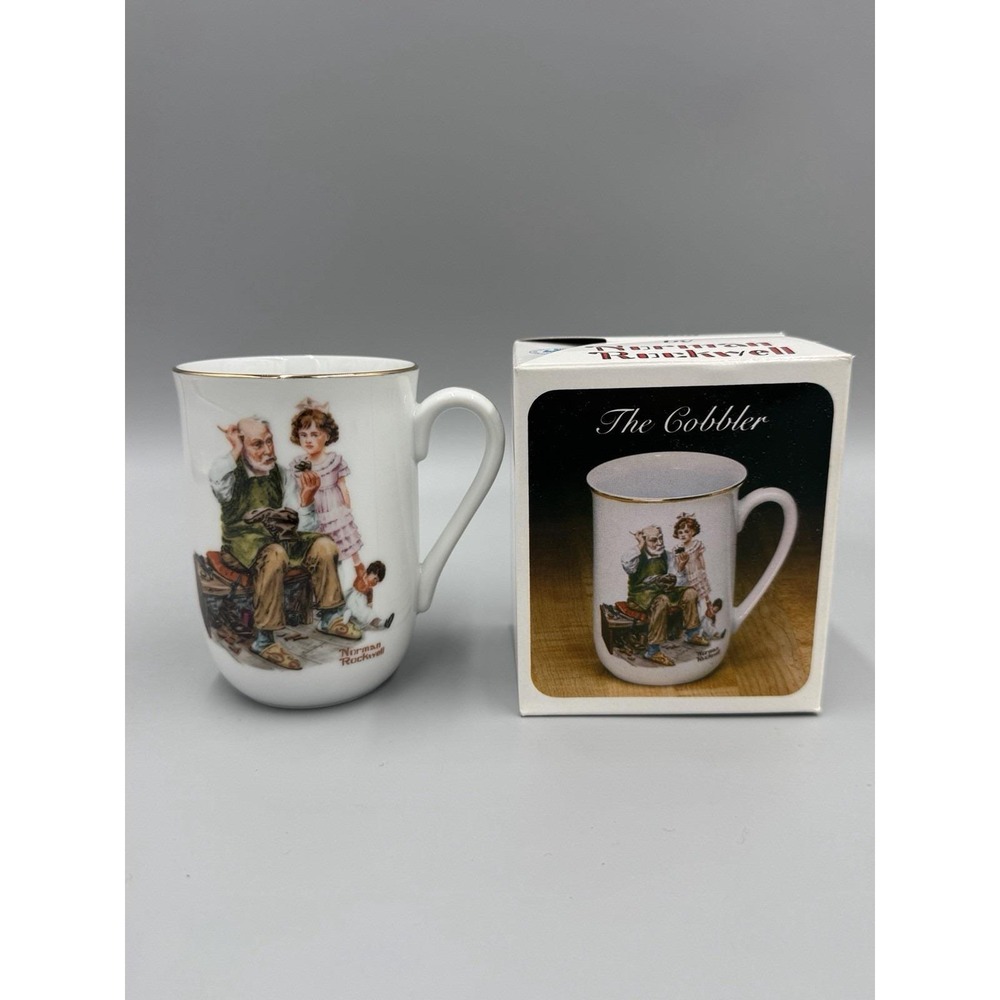 Vintage 1982 Norman Rockwell Museum Coffee Cup Mug "The Cobbler"
